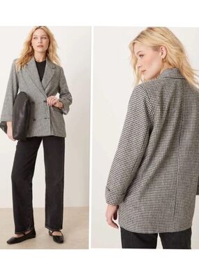Abercrombie & Fitch Black and White Checked Blazer